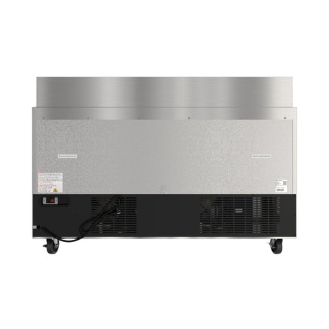 60 in. Commercial 2-Door Refrigerated Salad and Sandwich Prep Table, 16 Pan Capacity and 18.4 Cu. Ft. of Storage in Stainless-Steel (KM-PTR60-2D)