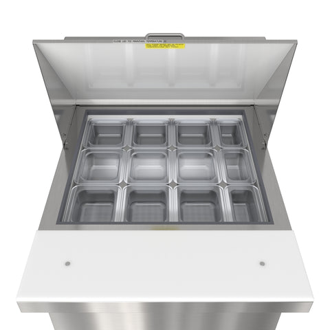 27 in. Commercial 1-Door Refrigerated Mega Salad and Sandwich Prep Table, 12 Pan Capacity and 8 Cu. Ft. of Storage in Stainless-Steel (KM-MPTR27-1D)