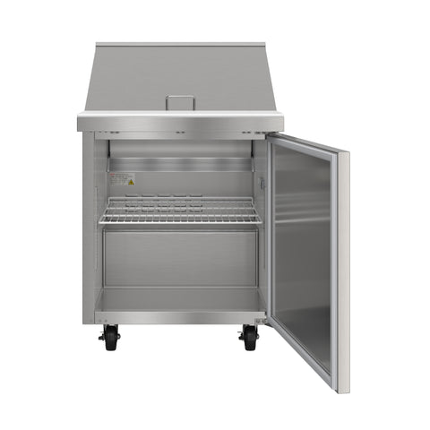 27 in. Commercial 1-Door Refrigerated Mega Salad and Sandwich Prep Table, 12 Pan Capacity and 8 Cu. Ft. of Storage in Stainless-Steel (KM-MPTR27-1D)