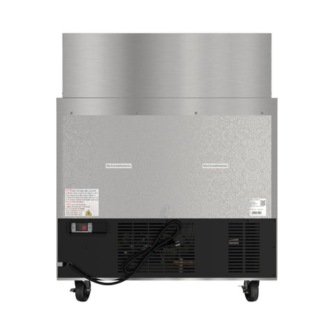 36 in. Commercial 2-Door Refrigerated Mega Salad and Sandwich Prep Table, 15 Pan Capacity and 11 Cu. Ft. of Storage in Stainless-Steel (KM-MPTR36-2D)