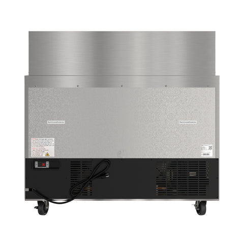 46 in. Commercial 2-Door Refrigerated Mega Salad and Sandwich Prep Table, 18 Pan Capacity and 14 Cu. Ft. of Storage in Stainless-Steel (KM-MPTR46-2D)