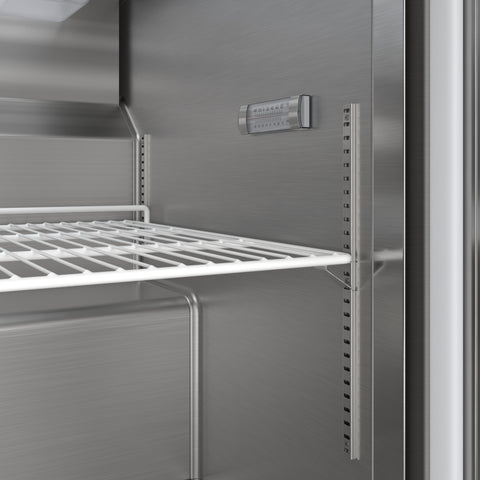 46 in. Commercial 2-Door Refrigerated Mega Salad and Sandwich Prep Table, 18 Pan Capacity and 14 Cu. Ft. of Storage in Stainless-Steel (KM-MPTR46-2D)