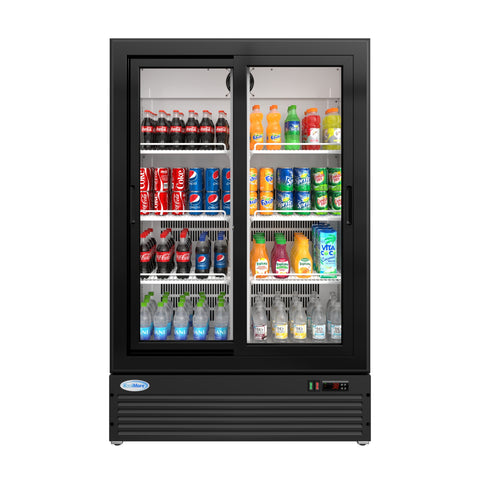 35 in. 10 Cu. Ft. Low Height - Aisle End Retail Display Merchandiser Refrigerator in Black (KM-AEM2-10CSL)