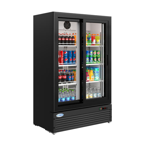 35 in. 10 Cu. Ft. Low Height - Aisle End Retail Display Merchandiser Refrigerator in Black (KM-AEM2-10CSL)
