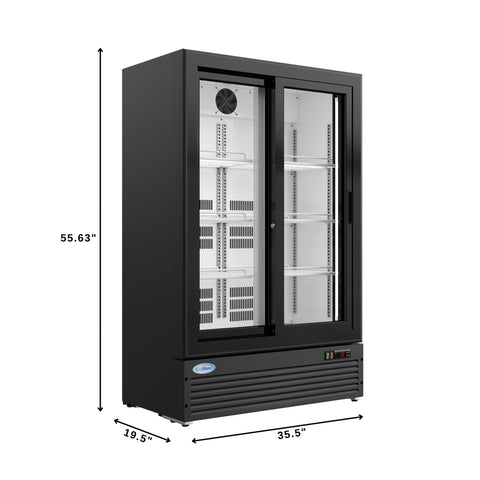 35 in. 10 Cu. Ft. Low Height - Aisle End Retail Display Merchandiser Refrigerator in Black (KM-AEM2-10CSL)