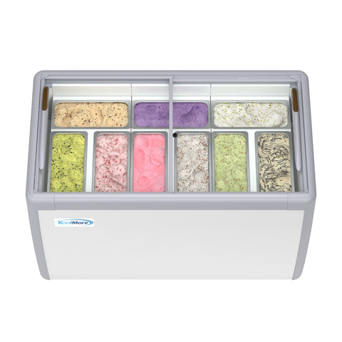 50 in. 9-Pan Gelato Dipping Cabinet Display Freezer with Sliding Glass Door, 13 cu. ft. (KM-GDC-49SD)