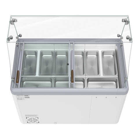 50 in. Gelato Dipping Cabinet Display Freezer with Sliding Glass Door and Sneeze Guard 13 cu. ft. KM-GDC-49SD-FG
