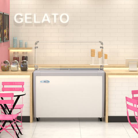 50 in. Gelato Dipping Cabinet Display Freezer with Sliding Glass Door and Sneeze Guard 13 cu. ft. KM-GDC-49SD-FG
