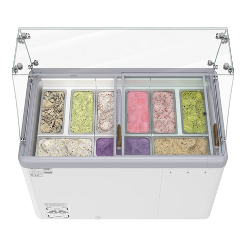 50 in. Gelato Dipping Cabinet Display Freezer with Sliding Glass Door and Sneeze Guard 13 cu. ft. KM-GDC-49SD-FG