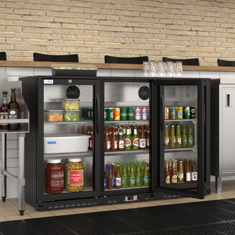 53 in. Three-Door Back Bar Refrigerator - 11 Cu Ft. BC-3DSW-BK