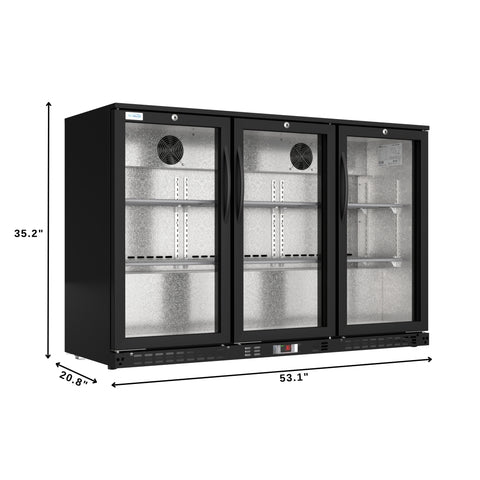 53 in. Three-Door Back Bar Refrigerator - 11 Cu Ft. BC-3DSW-BK