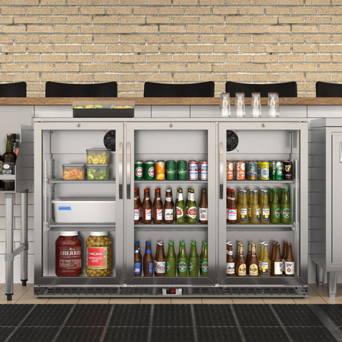 53 in. Three-Door Back Bar Refrigerator - 11 Cu Ft.