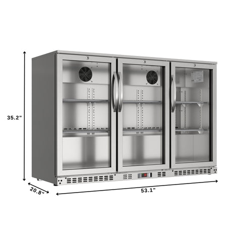 53 in. Three-Door Back Bar Refrigerator - 11 Cu Ft.