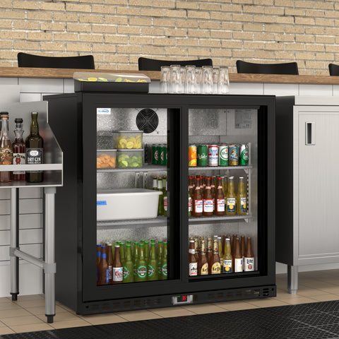 35 in. Two-Door Back Bar Refrigerator - 7.4 Cu Ft. BC-2DSL-BK