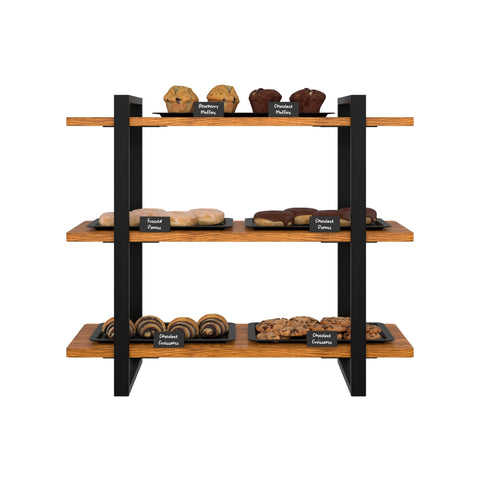 28 In. 3-Tier Supermarket Wooden Display Rack