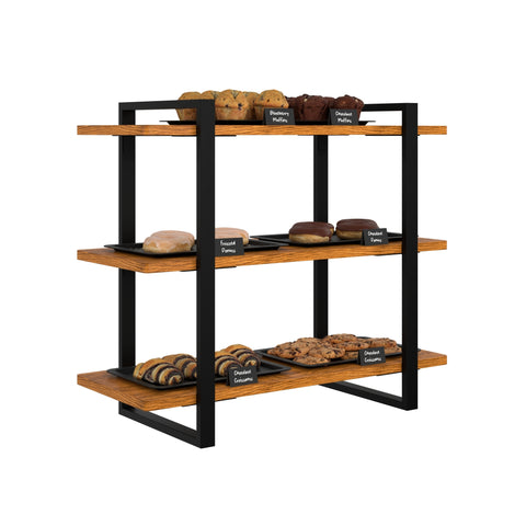 28 In. 3-Tier Supermarket Wooden Display Rack