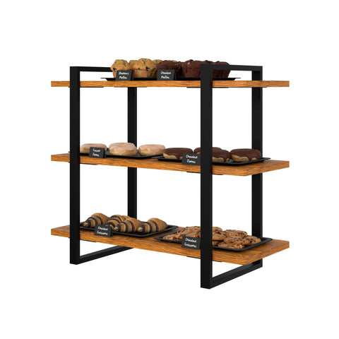 28 In. 3-Tier Supermarket Wooden Display Rack