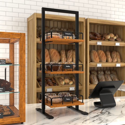 12 In. 3-Tier Wooden Bakery, Supermarket & Cafe Display Case