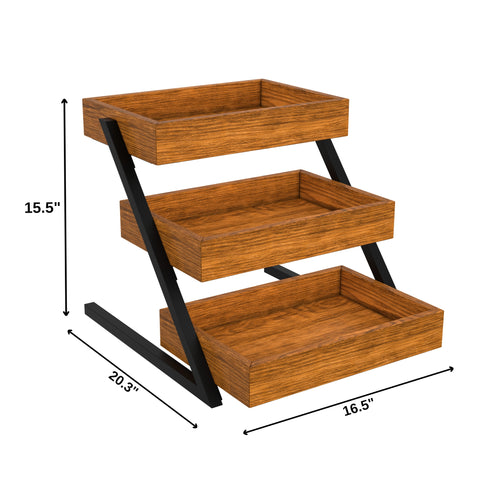 16.5 In. 3-Tier Wooden Staircase Display Case