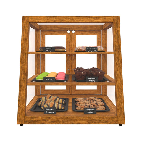 21 In. Artisan Light Wooden & Tempered Glass Slanted Dry Bakery Display Case