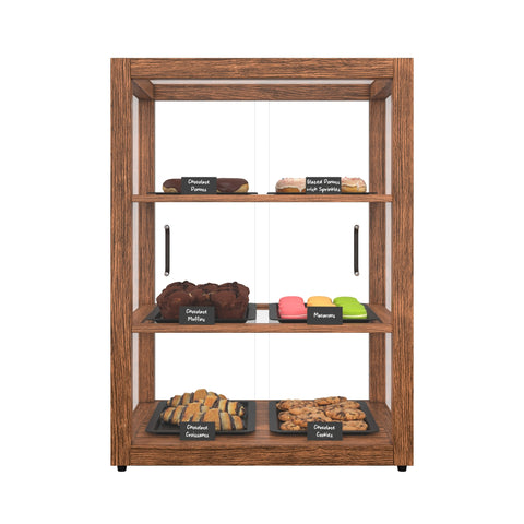 21 In. Artisan Upright Dark Wooden & Tempered Glass Dry Bakery Display Case