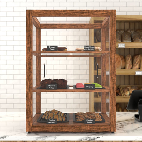 21 In. Artisan Upright Dark Wooden & Tempered Glass Dry Bakery Display Case