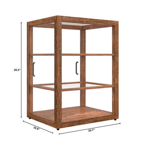 21 In. Artisan Upright Dark Wooden & Tempered Glass Dry Bakery Display Case
