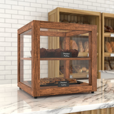 15 In. Artisan Dark Wooden & Tempered Glass Dry Bakery Display Case