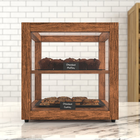 15 In. Artisan Dark Wooden & Tempered Glass Dry Bakery Display Case
