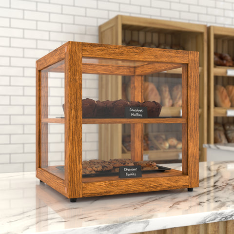 15 In. Artisan Light Wooden & Tempered Glass Dry Bakery Display Case