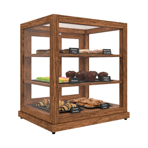 25 In. Artisan Dark Wooden & Tempered Glass Dry Bakery Display Case
