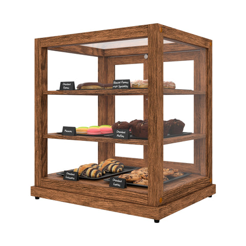 25 In. Artisan Dark Wooden & Tempered Glass Dry Bakery Display Case