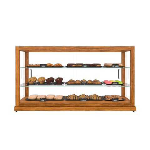 44 In. Artisan Horizontal Light Wooden & Tempered Glass Dry Bakery Display Case