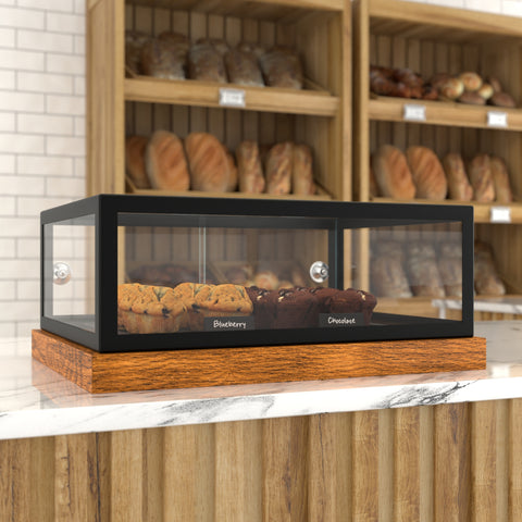 20 in. Wood and Tempered Glass Pastry Dry Bakery Display Case
