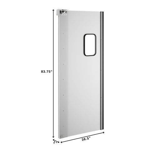 Commercial Single Aluminum Swinging Traffic Door with 9 In. x  14 In. Window - 36 In. x 84 In. Door Opening (KM-SWD36)