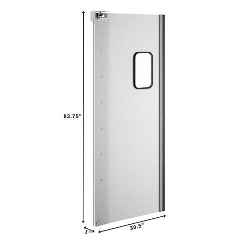 Commercial Single Aluminum Swinging Traffic Door with 9 In. x 14 In. Window - 30 In. x 84 In. Door Opening (KM-SWD30)