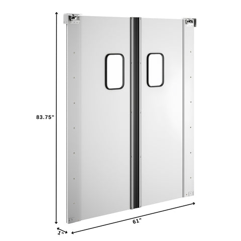 Double Aluminum Swinging Traffic Door with 9 In. x 14 In. Window - 60 In. x 84 In. Door Opening (KM-SWD30X2)