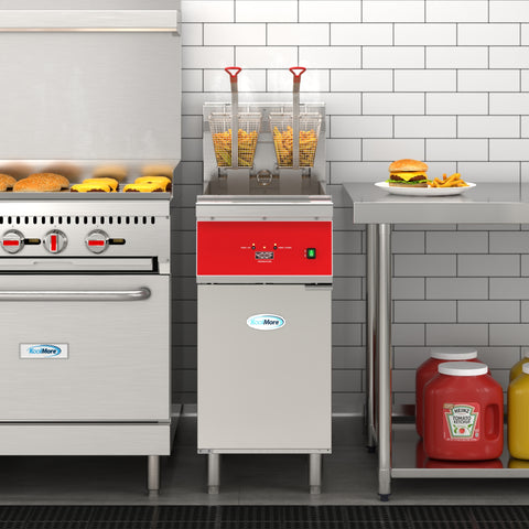 40 lb. Commercial Electric Floor Deep Fryer, 240V 3-Phase in Stainless-Steel (KM-FDF40-EE)