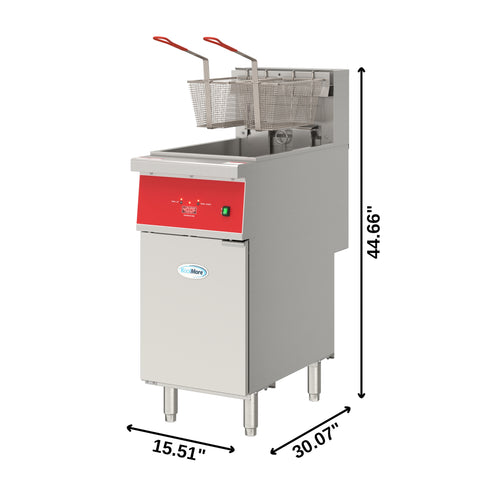 40 lb. Commercial Electric Floor Deep Fryer, 240V 3-Phase in Stainless-Steel (KM-FDF40-EE)