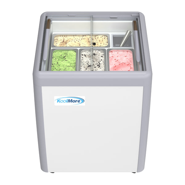 26 in. 5-Pan Gelato Dipping Cabinet Display Freezer with Sliding