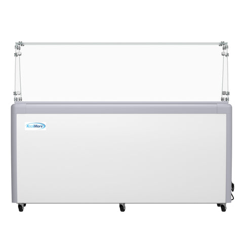 70 in. 14-Pan Gelato Dipping Cabinet Display Freezer with Sliding Glass Door and Sneeze Guard, 20 cu. ft. (KM-GDC-71SD-FG)