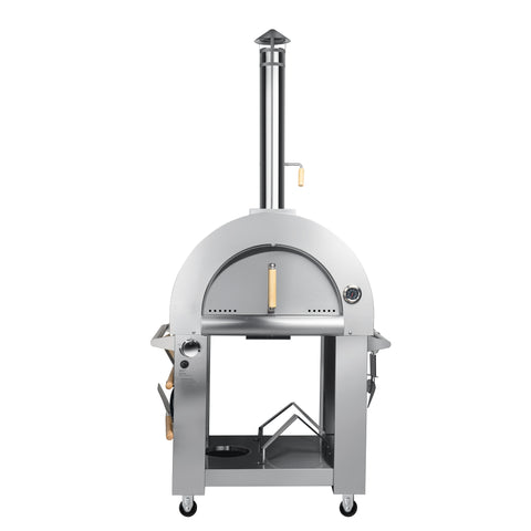 32 in. Outdoor Propane and Wood Fired Pizza Oven in Stainless-Steel (KM-OKS-DFPO)