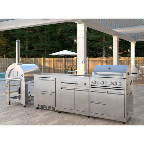 32 in. Outdoor Propane and Wood Fired Pizza Oven in Stainless-Steel (KM-OKS-DFPO)