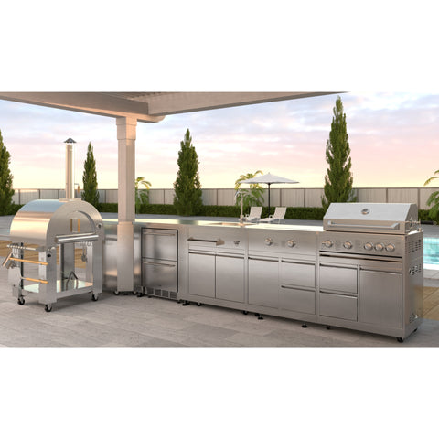 32 in. Outdoor Propane and Wood Fired Pizza Oven in Stainless-Steel (KM-OKS-DFPO)