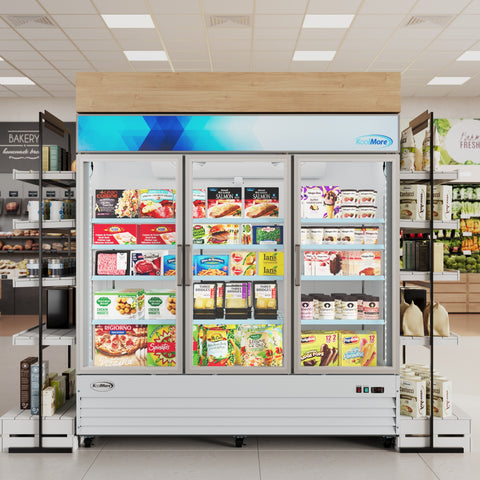 80 in. 3-Door Commercial Display Merchandiser Freezer 52 cu. ft. in White (MDF-3GD-52C-WH)