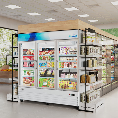 80 in. 3-Door Commercial Display Merchandiser Freezer 52 cu. ft. in White (MDF-3GD-52C-WH)