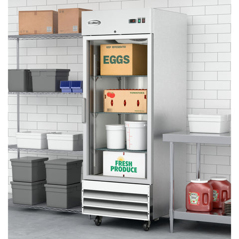 29 in. One Glass Door Reach-In Refrigerator, 21 Cu. Ft. in Stainless-Steel