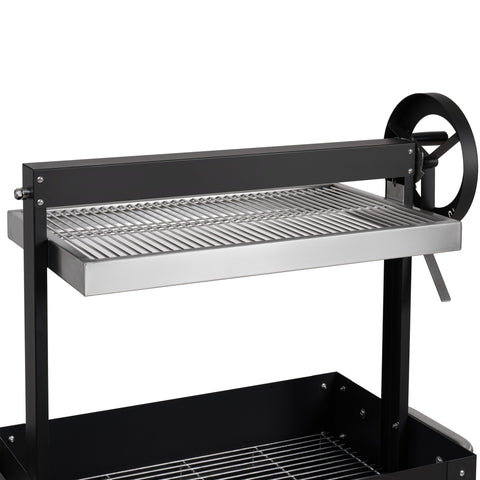 50 in. Argentine Charcoal Grill, Adjustable Grate Outdoor BBQ, in Black