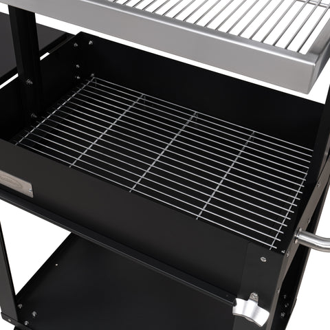 50 in. Argentine Charcoal Grill, Adjustable Grate Outdoor BBQ, in Black