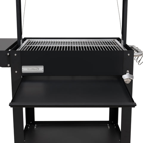 50 in. Argentine Charcoal Grill, Adjustable Grate Outdoor BBQ, in Black